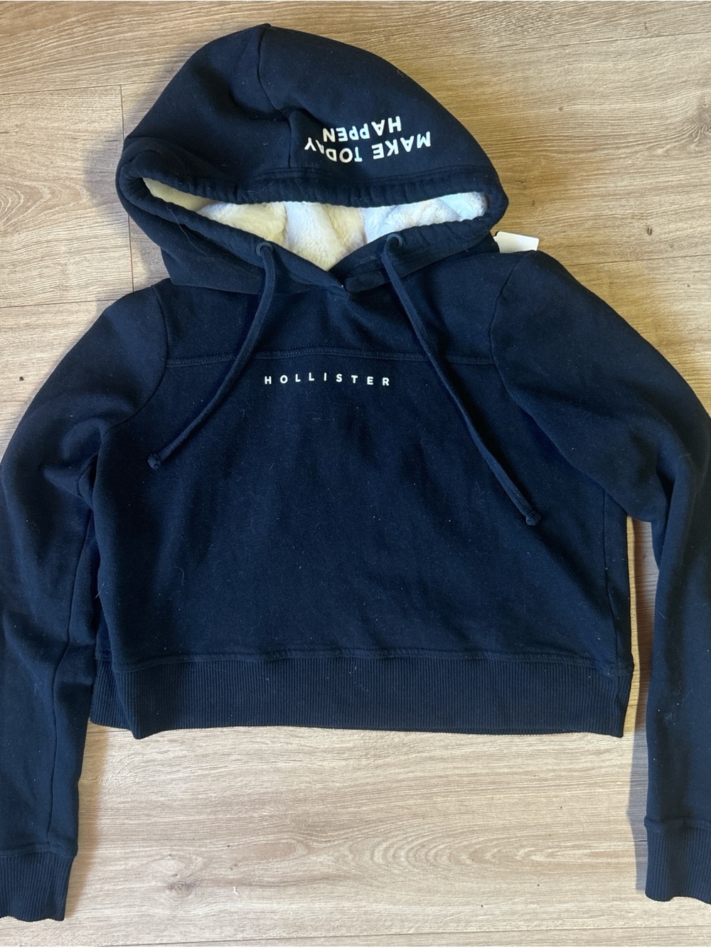 Hollister Navy Blue Hoodie with Sherpa Lining